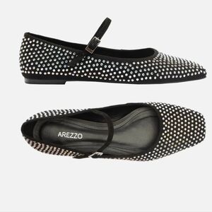 🖤🔹️AREZZO 🔹️ Black  Eleanor Rhinestone Embellished  Ballet Flats